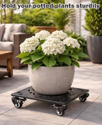 2-Pack 12 Inch Large Square Metal Plant Caddy with Wheels Heavy-duty Rolling Plant Stands with Casters Wheeled Flower Pot Mover Rollers Rust-proof Iron Planter Dolly Coasters Indoor Outdoor Use - Image 7