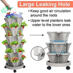 GameXcel Vertical Planter Tower - 6 Tier Stackable Garden Planters with Wheels and Garden Tool Set Plant Pots for Strawberry Herb Flower and Vegetable Indoor Outdoor Use Gray - Image 6