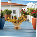 BESTonZON Vintage Iron Flowerpot Urn Planter with Wide Mouth Design, Sturdy Iron Material, 9 Inch Trumpet Shape for Indoor and Outdoor Use, for Living Room and Entryway Decor - Image 7