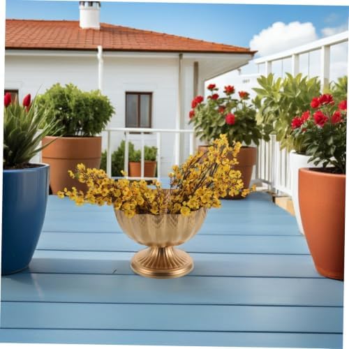 BESTonZON Vintage Iron Flowerpot Urn Planter with Wide Mouth Design, Sturdy Iron Material, 9 Inch Trumpet Shape for Indoor and Outdoor Use, for Living Room and Entryway Decor - Image 7