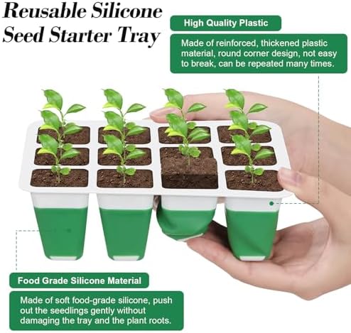 Mckanti 6 Set Self-Watering Seed Starter Tray Kits with Grow Light, Reusable Seed Germination Kit with Adjustable Humidity Domes and Silicone Cell Base Tray for Indoor Plant Seeds GerminationKit - Image 4