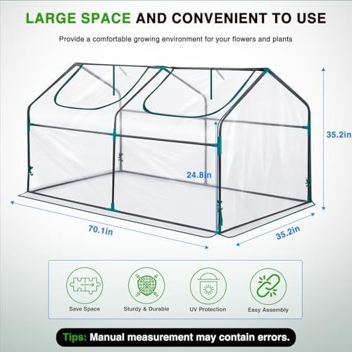 Yesker Mini Greenhouse 71"x36"x36" Portable Small Green House for Indoor Outdoor Greenhouses with PVC Cover Compact Greenhouses Kit for Winter Gardening Balcony Patio Outside Backyard Plant Protection - Image 2
