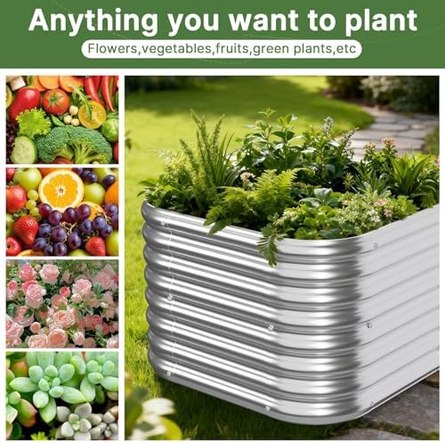 4 PCS Galvanized Raised Garden Bed Outdoor, Metal Garden Bed for Vegetables, Above Ground Garden Box for Flower, Steel Raised Beds for Gardening - 3FT - Image 7