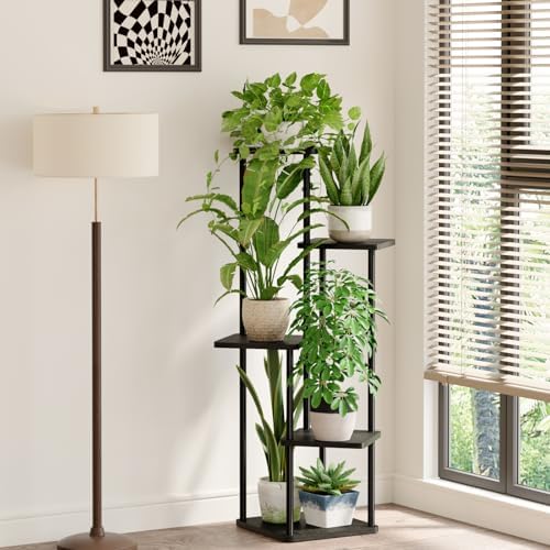 Bamworld Black Plant Stand Indoor Corner Plant Shelf for Multiple Plants - Image 3