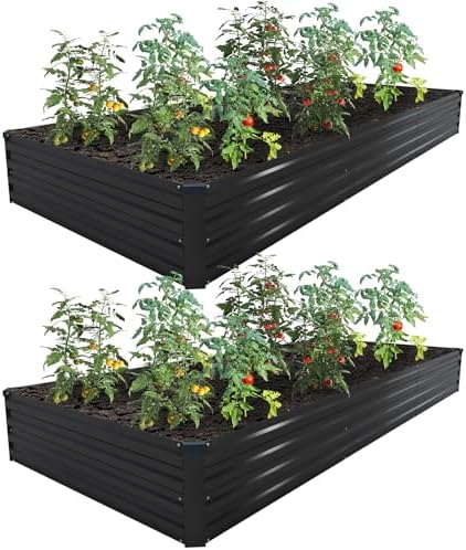 2PCS 12x4x1ft Galvanized Raised Garden Bed Kit,Gardening Planter Box by ZUNUDA