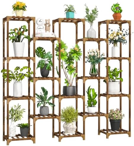 Uneedem Plant Stand Indoor Outdoor, 17 Tiered Plant Shelf Wood Plant Rack by Uneedem