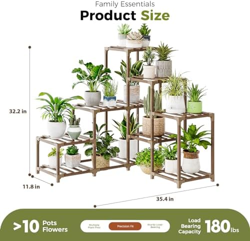 Bamworld Plant Stand Indoor Corner Plant Shelf Outdoor for Multiple Plants - Image 5