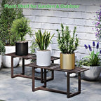 2 Pack Plant Stand, Foldable Metal Shelf, Indoor Outdoor, Coffee - Image 2