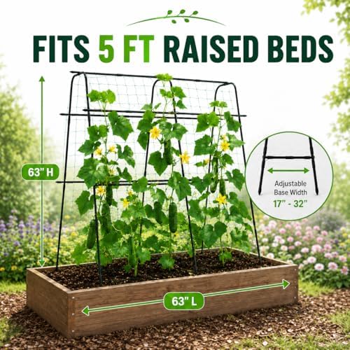 63x63 Cucumber Trellis for Raised Garden Bed, Black - Image 6