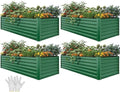 YITAHOME 4pcs 8x4x2 ft Galvanized Raised Garden Bed Kit, Large Metal Planter Box with Gloves, Safety Rubber & Support Rod, Outdoor Flower Bed for Plants Vegetables, Green by YITAHOME
