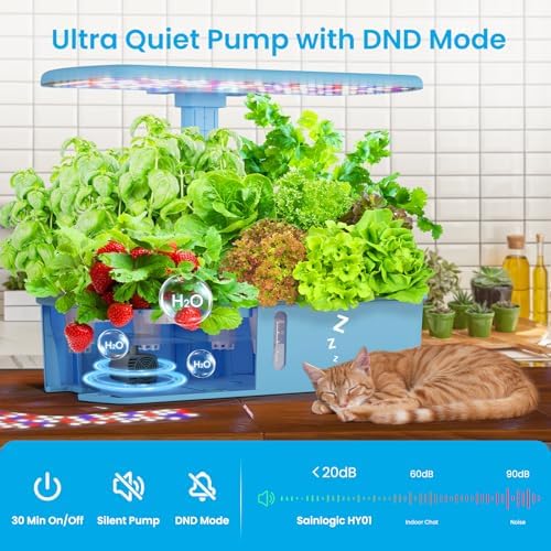 Sainlogic Hydroponics Growing System, 12-Pod Indoor Herb Garden with 24W LED Grow Light, WiFi App Control, Adjustable Height, Quiet Pump & Auto Timer for Herbs and Vegetables - Image 5