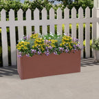TFCFL Metal Rectangular Planter Box,Galvanized Steel Long Box Planter Modern Outdoor Planters,Outdoor Planters for Porch Patio Garden (38x15x15in,Brown) - Image 3