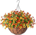 Fake Mums Artificial Fall Flowers Hanging Baskets Outdoors for Decoration by INXUGAOArtificialFlowers