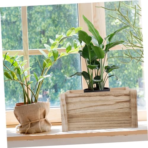 Mipcase Wooden Planter Box Rustic Vintage Style Rectangular for Succulents - Image 4