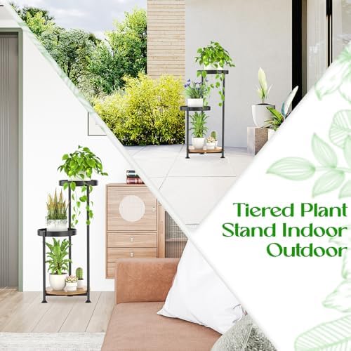 Oppro 3 Tier Plant Stand Indoor Outdoor, Corner Metal Flower Shelf Holder - Image 5