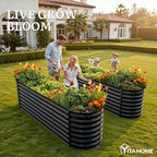 YITAHOME 8x2x2ft Raised Garden Bed Kit, 24" Tall 9 in 1 Large Galvanized Metal Planter Box with Gloves, Safety Rubber & Support Rod, Outdoor Flower Bed for Plants Vegetables Flowers, Black - Image 2