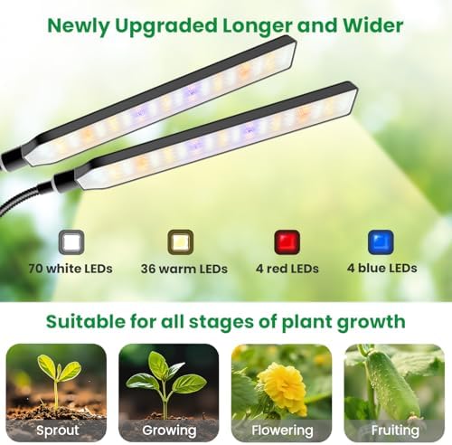 Aumtrly Grow Light Clip on, 2 Pack Black, 228 LED Full Spectrum Plant Lamp - Image 4