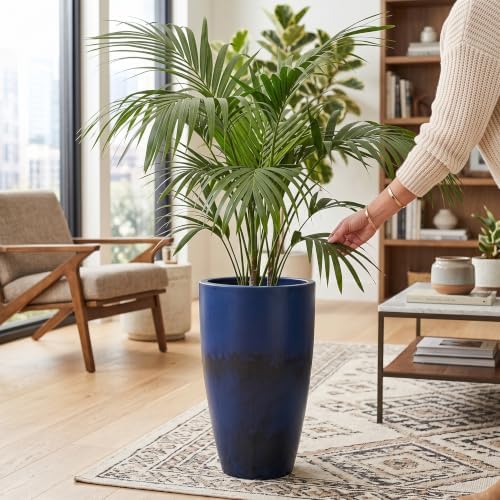 20.9" Tall Planter, Indoor/Outdoor Planter, Eco-Friendly Resin Pot, Blue - Image 3