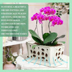 Teenyyou 9.5" Orchid Pot Ceramic with Hole Saucer for Repotting, White - Image 4