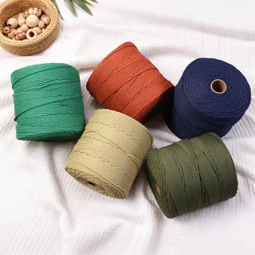 Aelfon Macrame Cord 4mm x 547yards, Soft Colored Macrame Rope, Natural Cotton Cord for Plant Hangers, Wall Hanger, Decorative Projects(Latte) - Image 4