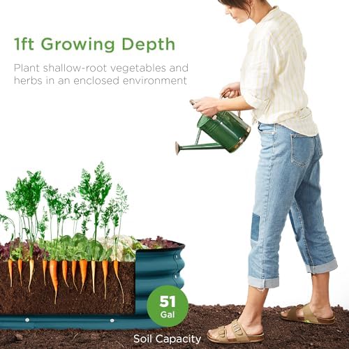 Best Choice Products 4x2x1ft Outdoor Metal Raised Garden Bed Outdoor, Oval Deep Root Planter Box for Vegetables, Flowers, & Herbs, 51 Gallon Capacity, Rubber Edge Guard, 100% Non-Toxic - Peacock Blue - Image 4