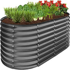 Best Choice Products 4x2x2ft Outdoor Metal Raised Garden Bed, Oval Deep Root Planter Box for Vegetables, Flowers, Herbs, and Succulents w/ 101 Gallon Capacity, Rubber Edge Guard - Charcoal by BestChoiceProducts