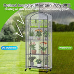 4-Tier Greenhouse with Wheels, Height-Adjustable Shelves Metal Plant Shelf - Image 6