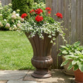 Virubi 22.44" H Vintage Fluted Pedestal Urn Planter – Weather-Resistant MGO Outdoor Flower Pot for Garden, Patio, Front Porch – Antique Victorian Style Decor (Antique Bronze) by Virubi