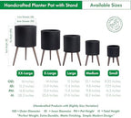 D'vine Dev Planter Pot with Wood Stand, 16 in, Matte Black, 88-Z-E-2 - Image 3