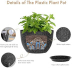 WSMKSZ 12 Inch Wide Water Ripples Flower Pots for Indoor or Outdoor Plants, Large Plant Pots with Drainage Holes & Saucer, Plastic Planters Set for Garden & Home Decor (Black with White Speckles) - Image 3