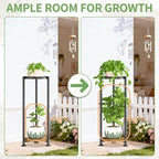 KMOTASUO 2 Tier Metal Plant Stand Tall for Indoor Outdoor Corner, Modern Black - Image 5
