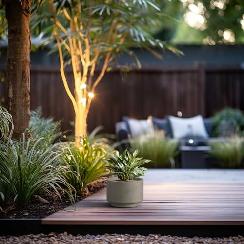 Kante Weathered Concrete Planter 10" Dia All-Weather Round Small Pot - Image 5