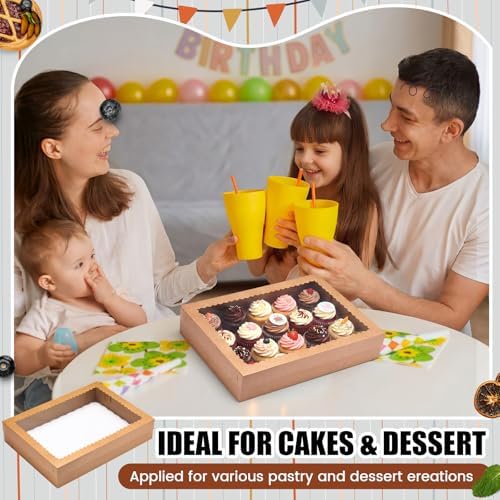 Sinload 10 Pcs 19x14x4 Inch Half Sheet Cake Boxes 5pcs Large Rectangle Bakery Boxes with 5pcs Cake Boards for Pastry Baking, Cupcakes, Donuts, Cookies, Pie Treat Packaging (Brown) - Image 6