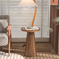 Small Round Pedestal Side Table, Wooden End Table for Living Room, Fluted Drink Table for Small Space, Modern Plant Stand Accent Table for Sofa Couch, 13.6 inch (Walnut) by Jimmhome
