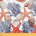 Seashells Fabric By The Yard, Ocean Starfish Upholstery Fabric for Chairs, by Erosebridal
