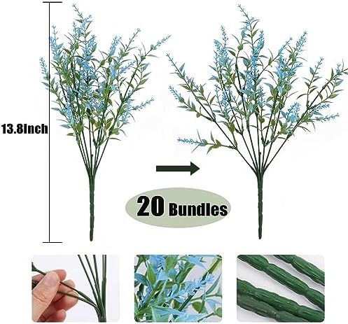 RECUTMS Blue Outdoor Artificial Flowers UV Resistant Fake Outdoor Plants - Image 2