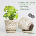 Gepege Ceramic Plant Pots, 6 Inch Indoor Planters with Drainage & Saucers - Image 3
