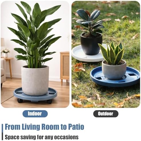 Party Zealot 5-Pack 13" Large Plant Caddy with Wheels Plastic Plant Dolly with Caster Flower Pot Mover Rollers Wheeled Rolling Plant Stands Round Plant Saucer Indoor Outdoor Base Coasters, Gray - Image 7