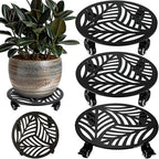 3 Packs Metal Plant Caddy with Wheels 14 inches Heavy-Duty Iron Rolling Plant Stand with Casters Indoor Outdoor Wheeled Plant Roller Base Pot Movers Plant Dolly Coaster Trolley Black by Planterhoma