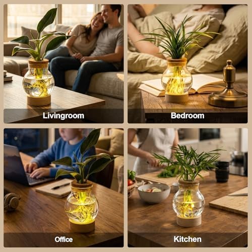 Propagation Stations, Plant Propagation Station with Light Base, Glass Propagation Vases, Hydroponic Vase for Plants, Glass Terrarium for Home Office Windowsill Tabletop Decoration (5) - Image 4