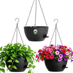 10 Inch Self-Watering Hanging Planters Set of 3 with Saucers by Areutxbis