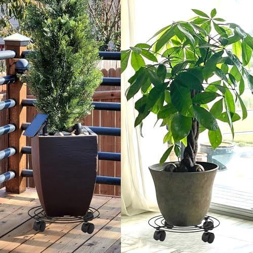 5 Pack 10.6 Inch Metal Plant Caddy with wheels, Heavy Duty Plant Dolly for Indoor and Outdoor Large Potted Plants, Black - Image 7