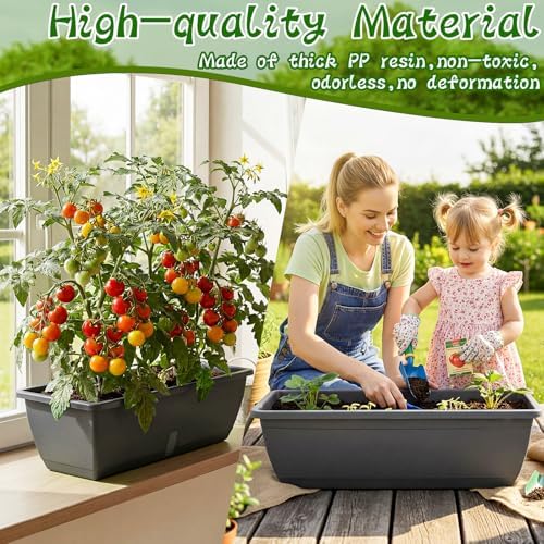 8 Pcs 24 Inch Plastic Window Boxes Planters, Gray - Image 5