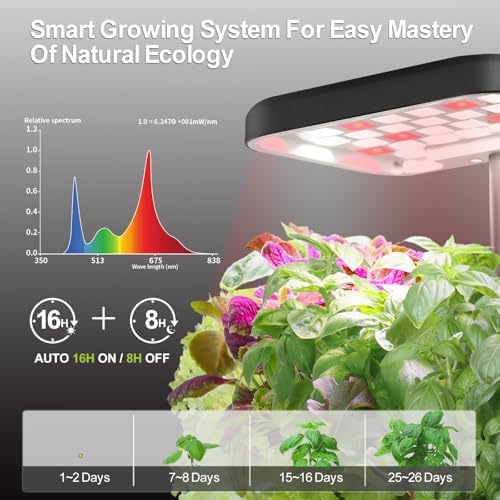 Indoor Garden Growing Systems Self-Watering Plant Pot Smart Gardening System with 17 Watts LED Grow Light Auto Timer Gardening Plant Gifts for Mom Plant Pot for vegetables herbs(No Seeds&Soil) - Image 2