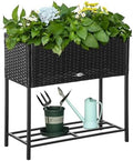 Outsunny Raised Garden Bed Elevated Planter Box Tool Storage Shelf Black by Outsunny