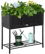 Outsunny Raised Garden Bed Elevated Planter Box Tool Storage Shelf Black by Outsunny
