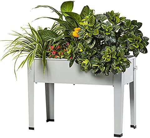 Metal Raised Garden Bed,Raised Planter Box with Legs,Herbs and Vegetables Planter Suitable for Outdoor Patio Deck and Porch (Mini Gray) by DIGTER