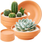Laerjin Terracotta Pots with Saucers, 7.67 Inch Shallow Planters, 4 Pack by Laerjin