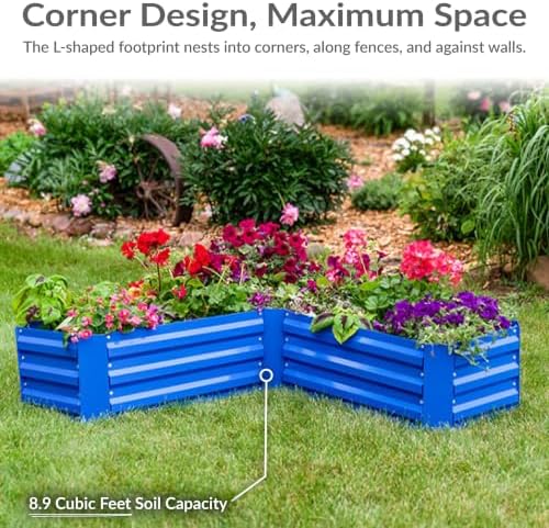 Sunnydaze L-Shaped Galvanized Raised Garden Bed for Vegetables & Flowers - Image 2