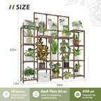 GENTINGBRO Plant Stand Indoor Outdoor 63" Tall Plant Shelf for Plants 14-Tier Large Plant Sheves for Living Room Heavy Duty Plant Rack Garden Balcony Patio Hanging Planter - Image 5